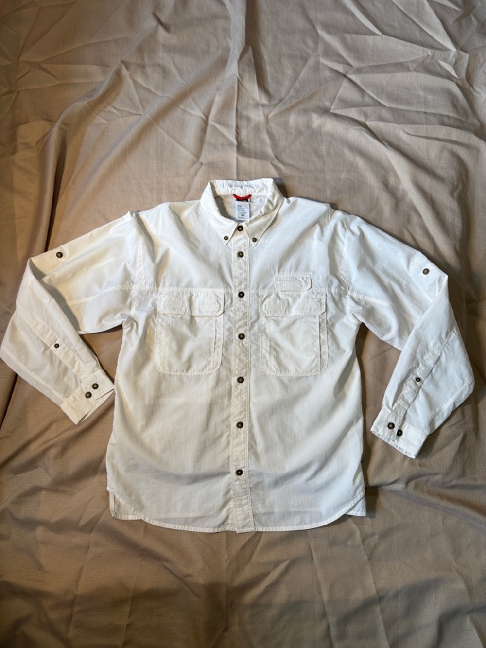 The North Face Men’s White Button-Down Nylon Fishing Hiking Shirt, Medium, EUC